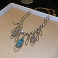 Old Dream Bead Huawei Crystal Oval Pendant Jewelry Set Light Luxury Niche Clavicle Chain Vintage Distressed Heavy-Duty Necklace
