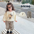 Girls' Hoodie & Leopard Print Pants Set