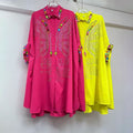 Plus Size Rhinestone Long Shirt, Niche European Design