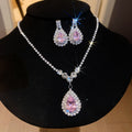 Runaway Princess Super Glitter Crystal Geometric Teardrop Jewelry Set Imperial Breeze Banquet Choker Light Luxury Niche Necklace