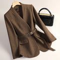 Women's Fall-Winter Chanel-Style Petite Wool Fitted Blazer + Top 2026 - Gray Suit + As Pictured