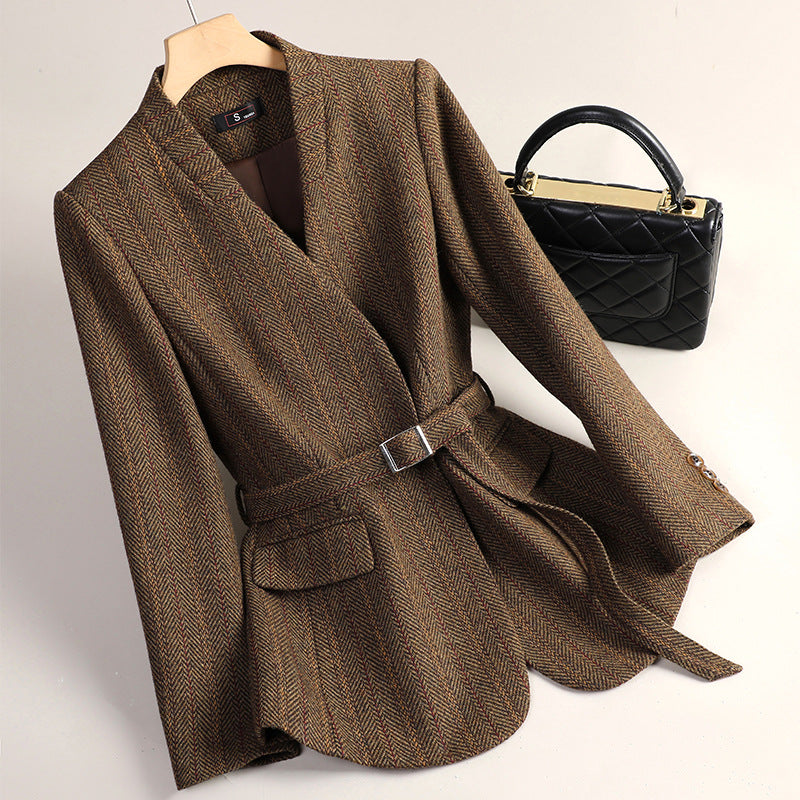 Women's Fall-Winter Chanel-Style Petite Wool Fitted Blazer + Top 2026 - Gray Suit + As Pictured