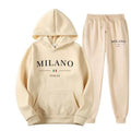 Fashion Plus Size Lined Printed Letter Print Hoodie Set