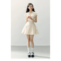 ANNATTO Jasmine Off-White Embroidered V-Neck Lace A-Line Fitted Dress