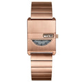 2026 New Square Unisex Creative No Hand Simple Retro Watch Women Date Steel Band Cross-Border Hit Lot