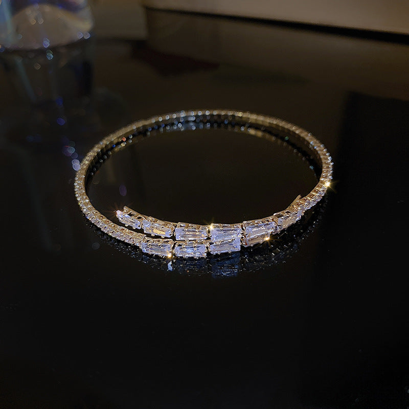 Zircon Bow Open Cuff Bracelet - view 8