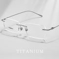 Height Smart Mature No Rim Ultra-Light Pure Titanium Glasses Frame 233525WK Si Pattern Men Silver Silk Prescription Rimless Glasses Women