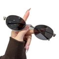 Small-Frame Oval Round Sunglasses New UV-Proof Retro Si Pattern Breeze Influencer Street Snap Style of Premium Sunglasses