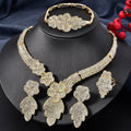 Dubai Gold Overseas 18K Gold Bride Knot Wedding Necklace Earrings Set Ring Bracelet Set Huawei Beauty India Women Banquet Set