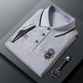 2025 summer pique ice mercerized cotton lapel men's casual short sleeve polo shirt men's embroidered