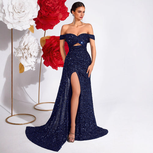Women's Strapless Embellished Sexy Evening Gown Party