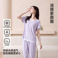 假两件睡衣女莫代尔10A抑菌短袖套装简约凉感夏女士家居服可外穿