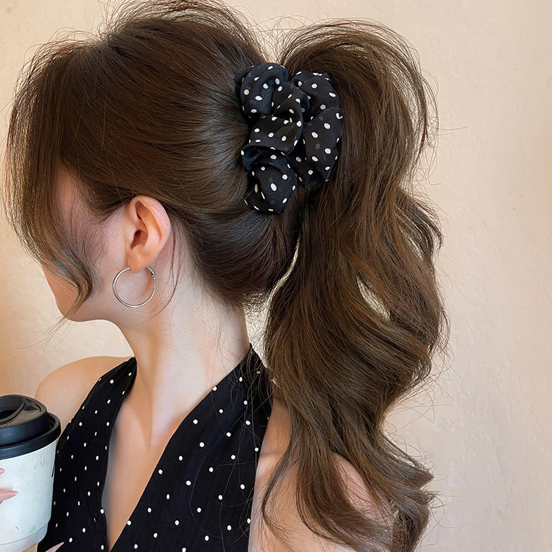 Korean Polka Dot Fabric Hair Claw Clip - view 3