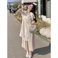 Women's Summer New Chinese Zen Lace Embroidered Dress + Skirt 2-Piece Set 2026 - Apricot Cover-up + Skirt (Two-Piece Set)