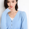 Women's Fall Korean Fashion V-Neck Cropped Knit Top + Cardigan 2026 - White