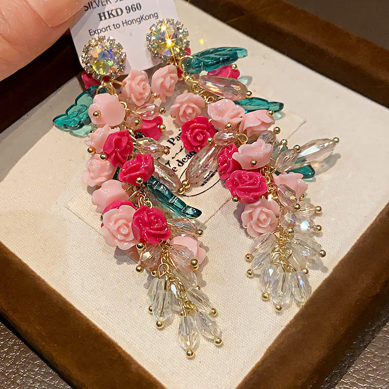 Seed Bead Sequin Flower Tassel Earrings - view 11