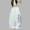 Summer Casual Rose Crystal Wide Leg Pants