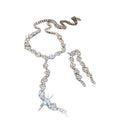 Imperial Breeze Simple Rhinestone Geometric Wave Shape Stud Earring Necklace Set Fashionable Clavicle Chain Light Luxury Premium Necklace