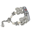 For Appleiwatch Apple Watch Band Tweed Style Pearl Stainless Metal DIY Beaded Bracelet Band