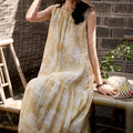 Cool Ramie Printed Sleeveless Loose Camisole Long Dress