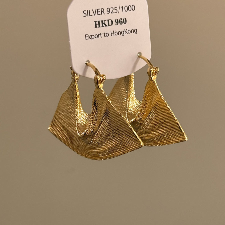 Oversized Textured Gold-Tone Hoop Earrings - view 6