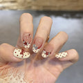 Handmade French Press-On Nails - Milk White Polka Dot Cat Eye Style