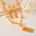 Middle East Jewelry Gold Plated 18K Fringe Flower Round Bead Necklace Earrings Set Africa Accessory Overseas Wholesale