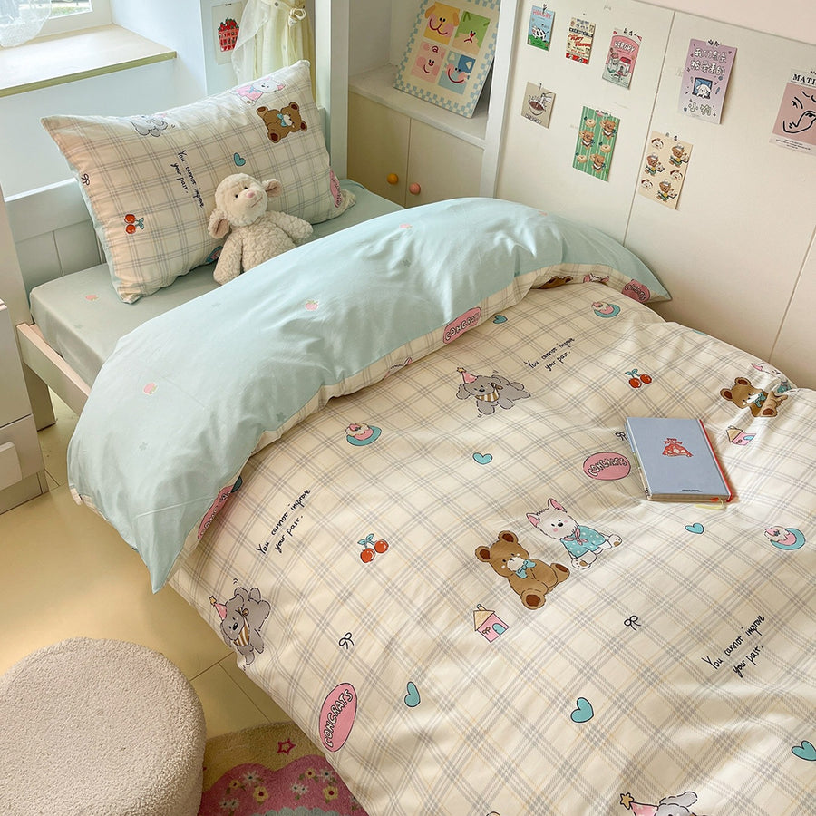 Heart Kitten Cartoon Cotton 4-Piece Bedding Set - view 4