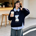 Girls' Plush Puppy Embroidered Polo Hoodie Jeans Set