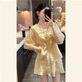 Summer New Chinese Casual Jacquard Sun-Protection Shirt + Shorts Set
