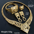 Overseas Copper Alloy Rhinestone Dubai Necklace Earrings Set Bangle Ring 4-Piece Set Accessory Set Bride Wedding Jewelry