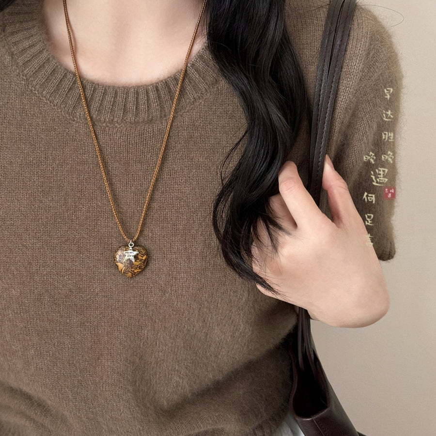 Handwoven Heart and Star Pendant Necklace - view 4