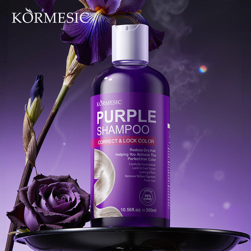 跨境KORMESIC紫色锁色洗发水shampoo头皮清洁外贸厂家现货批发