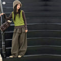 Girls' Solid Base Layer Vest Flap Back Wide-Leg Pants Set