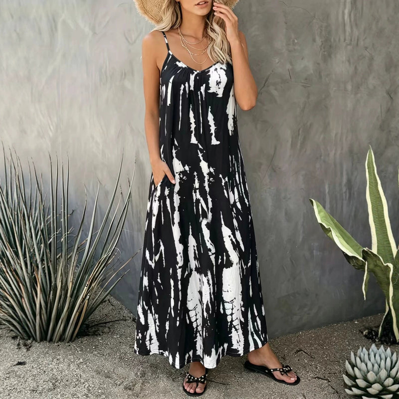 Sexy Tie-Dye Print Camisole Big Swing Dress, Amazon Style