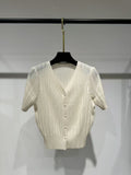 Women's Spring-Summer Versatile Short Sleeve Pleated Lightweight Cardigan + Jacket 20 - Yellow-Green