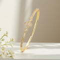 Overseas In Stock Flower Cubic Zirconia Bangle Light Luxury Fashionable Influencer Elegant Bracelet Premium Mother of Pearl Four Leaf Clover Jewelry