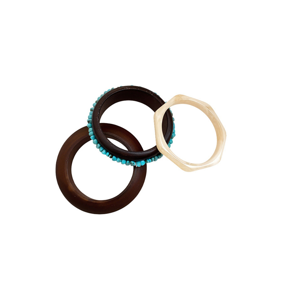 Chinese-Style Irregular Geometric Resin Bangle - view 5
