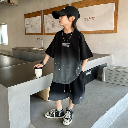 Boys' Starry Sky Print Short Sleeve Tee & Shorts Set