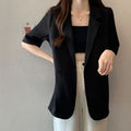 Women's Summer Korean Casual Petite Short Sleeve Lightweight Loose Jacket + Top 2026 - White