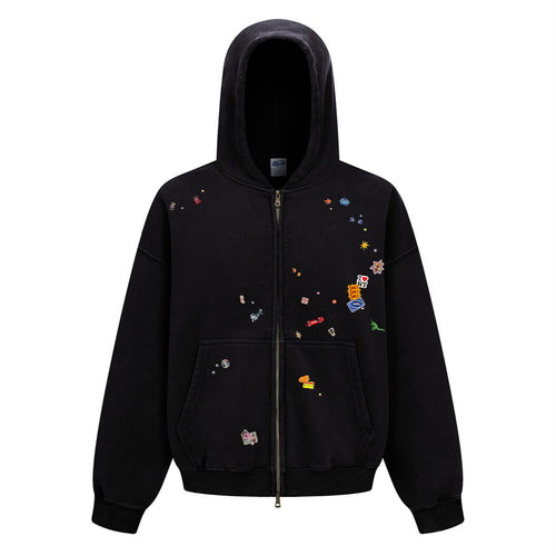 ARTIE Men's Fall/Winter Retro Trendy Batik Distressed Hoodie