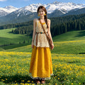 Women's Bohemian Hollow-Out Dress + Camisole Set 2026 | Elegant Summer Dress - Apricot