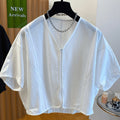 Summer Korean Batwing Sleeve Short Sleeve Loose Cardigan + Shirt