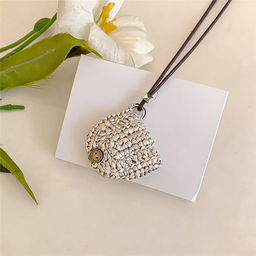 Woven Coconut Shell Glasses Holder Necklace with Leather Cord - view 6