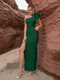 Women's One-Shoulder Ruffle Slim Fit Sexy Premium Evening Gown