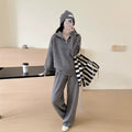 Fall-Winter Casual Knit Wool Stand Collar Wide Leg Sweater + Pants 2-Piece Set