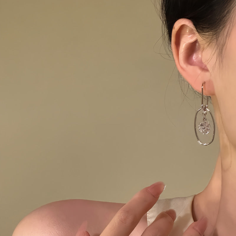 French Oval Zircon Stud Earrings - view 3