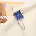 Cross-Border Export Niche Light Luxury Simple Influencer Breeze Small 4th Square Pearl Bangle Watch Open End Bracelet Quartz