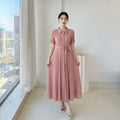 Pleated Embroidered Rhinestone Fitted Dress, 2023 Summer New