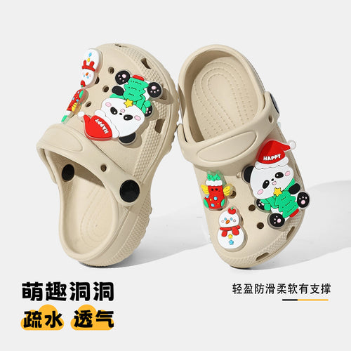 儿童洞洞鞋夏季居家可DIY室内防滑软底EVA环保卡通可爱宝宝拖鞋